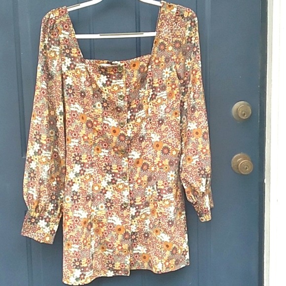 NWT Cider Woman's Retro Quilt Corduroy Floral Mini Dress Sz L - Picture 9 of 11